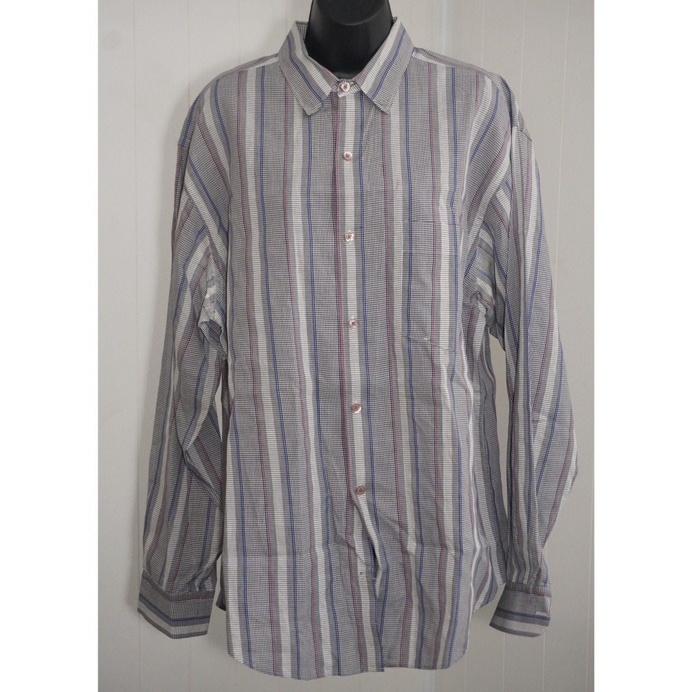 Yves Saint Laurent Large Multicolor Striped Cotton Button Down Shirt Vintage